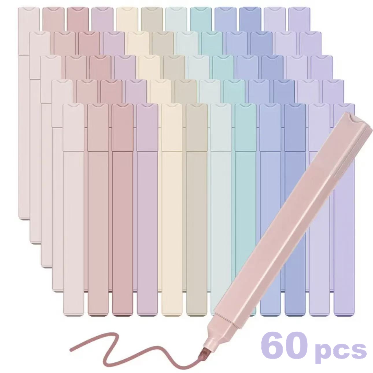 Highlighter Set Pastel - Set Highlighter Estetis 12/60pcs - Spidol
