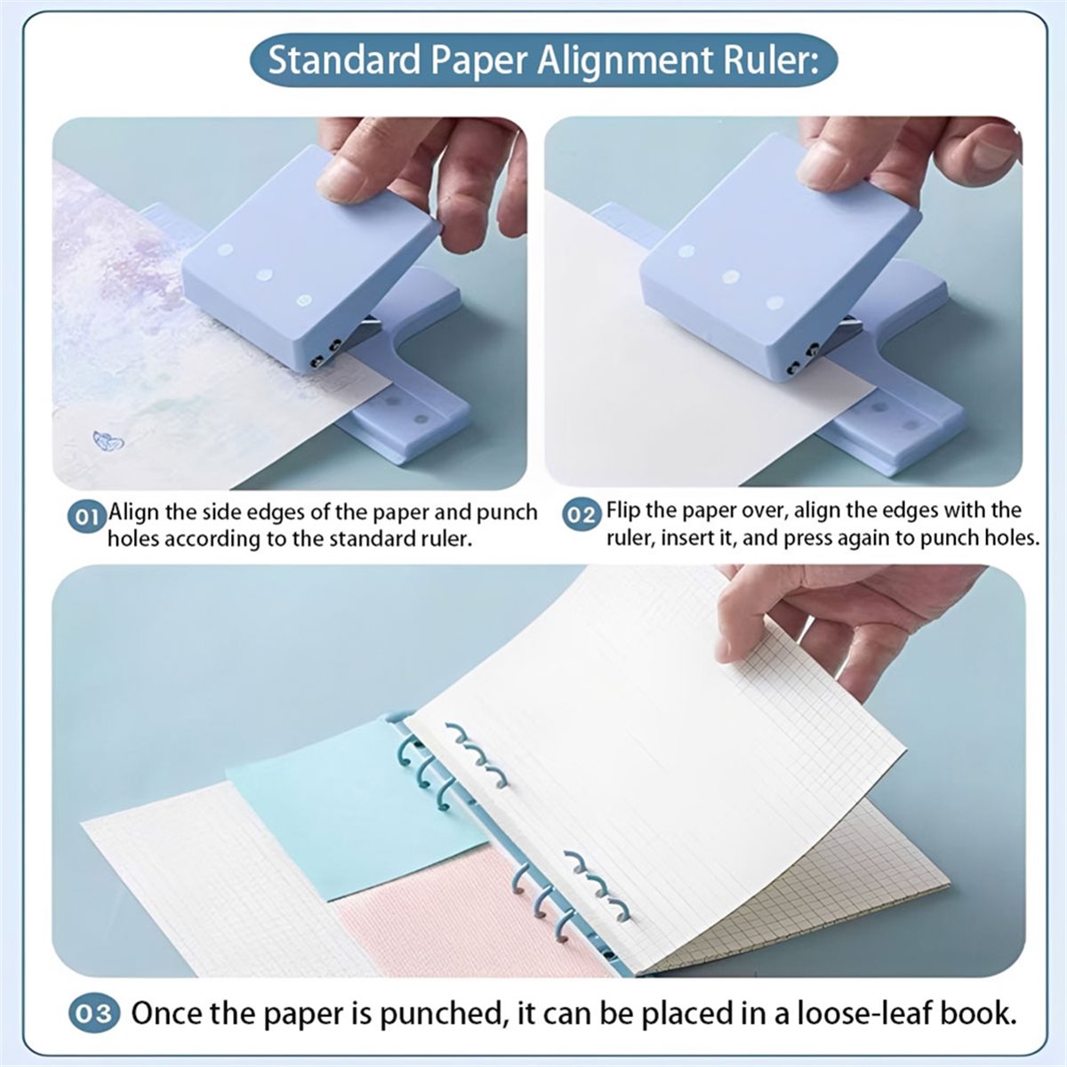 Paper Punch 3 Hole - 【Kupon Pengguna Baru!】Pengebor Kertas Genggam 3