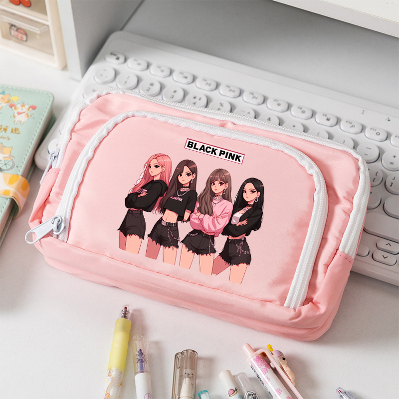 Stationery Warehouse - Kotak Pensil Kanvas Kapasitas Besar BlackPink