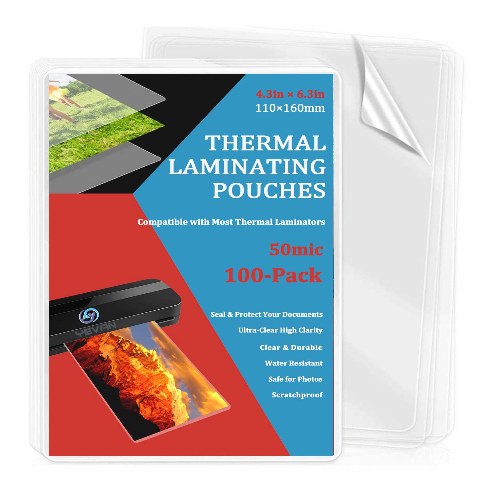 Document Laminator Pouch - 100 Lembar Kantong Laminasi Termal 4,3×6,3