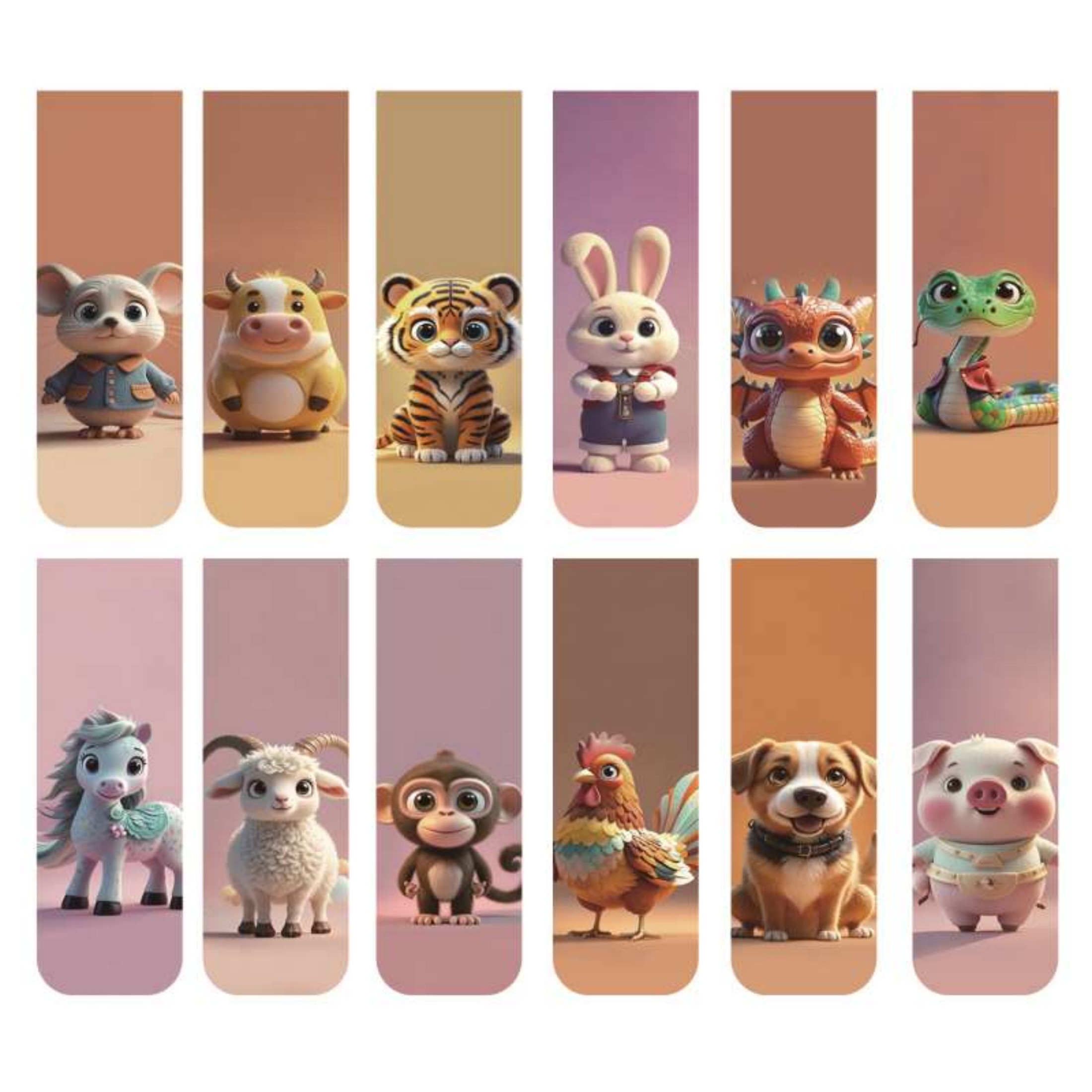Bookmark Magnetic Clip - 12 buah pembatas buku magnetik hewan