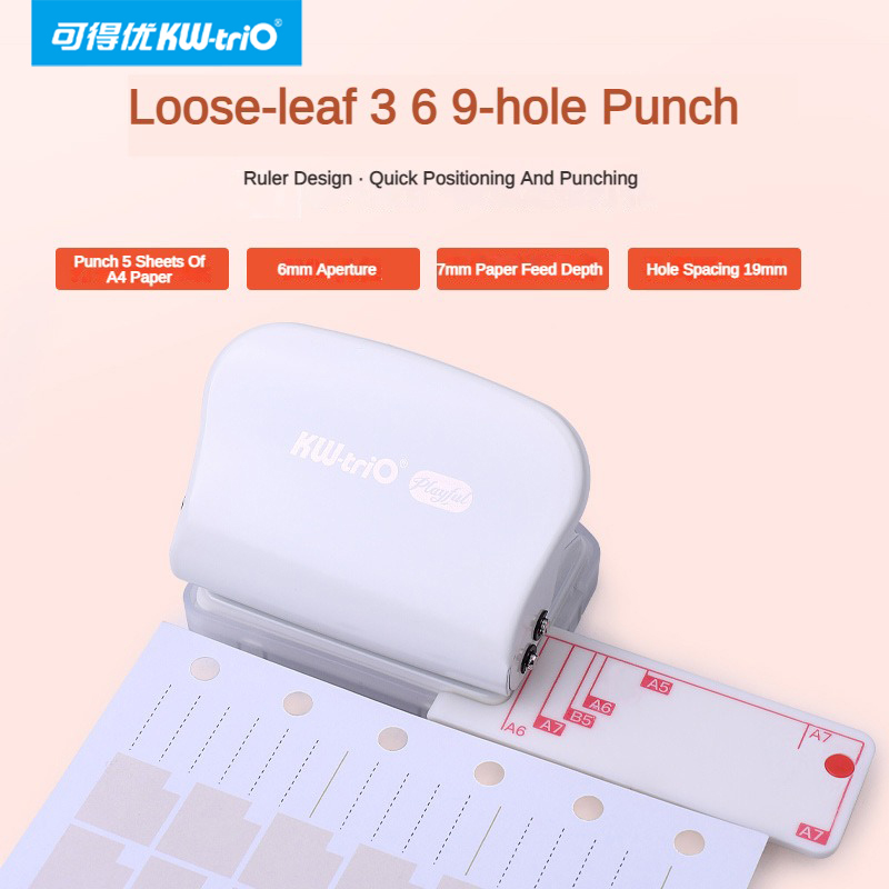 Kw-trio A5 B5 A6 3 lubang 6 lu - Paper Punch 3 Hole ulasan dan harga